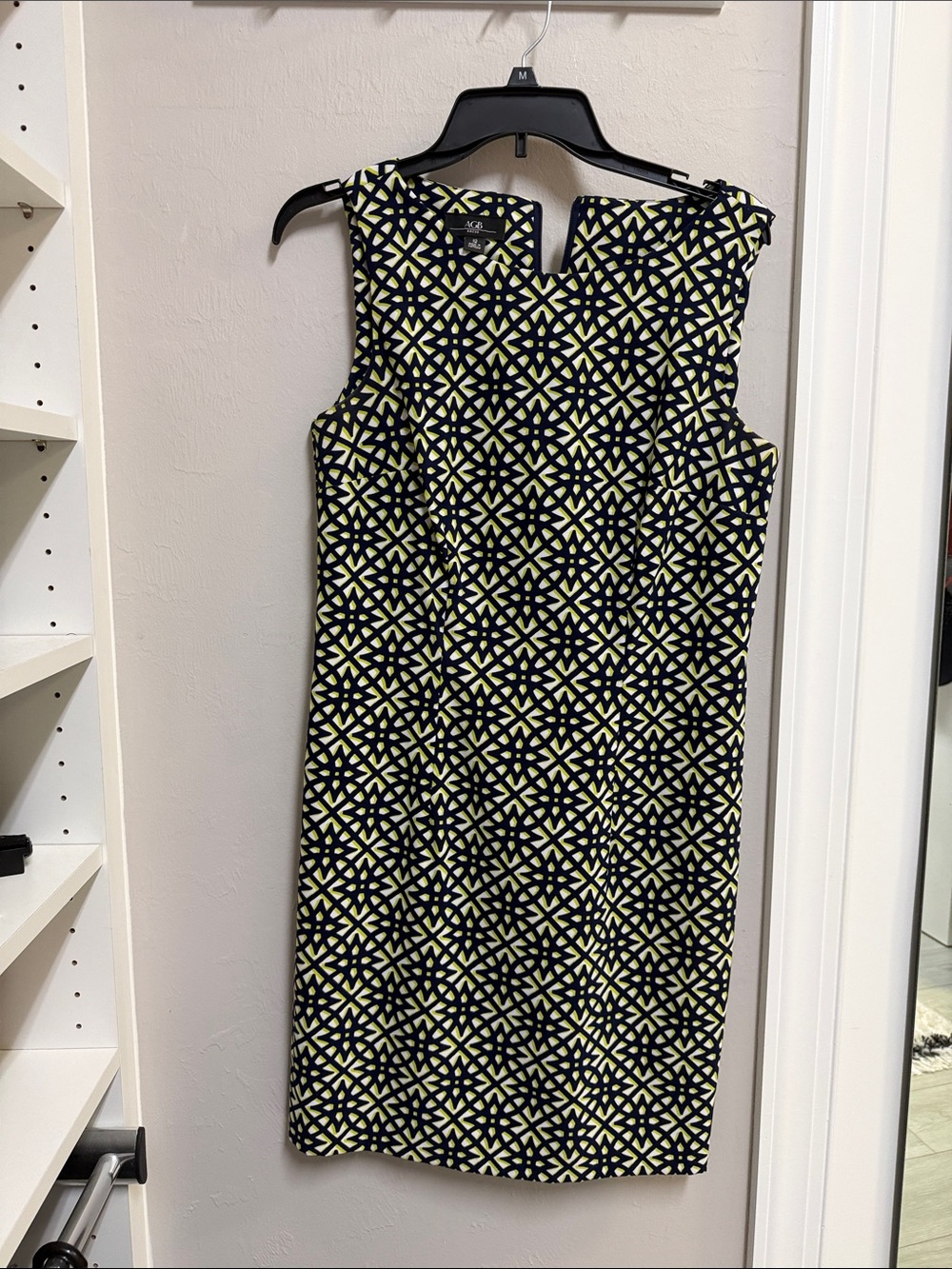 AGB Yellow and Black Geometric Sheath Dress